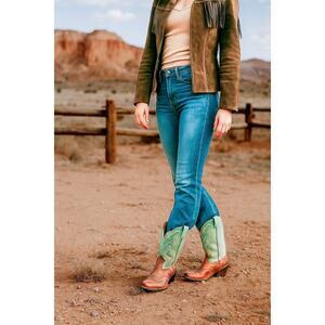 Ariat Brown & Turquoise Leather Western Cowboy Boots size 9 B